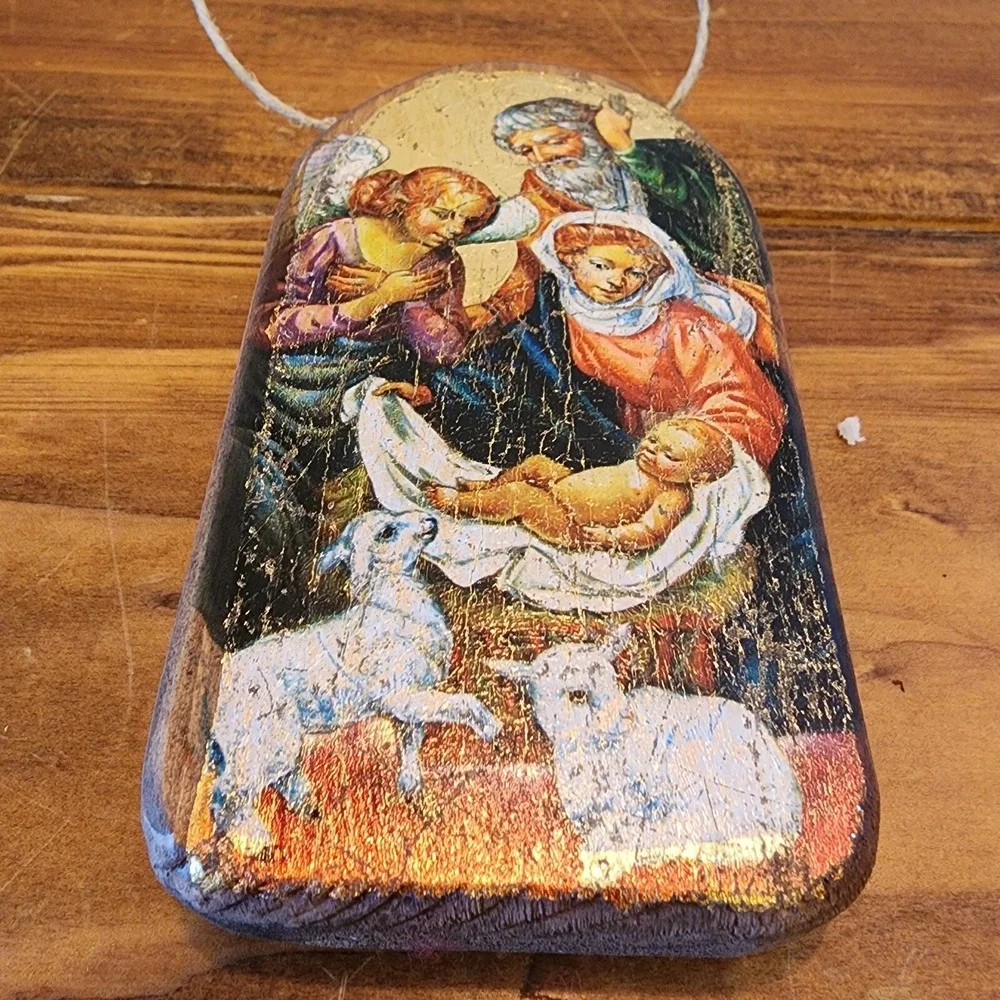 G. DeBrekht Wood Christmas Ornament The Holy Family Religious Decor Nativity EUC